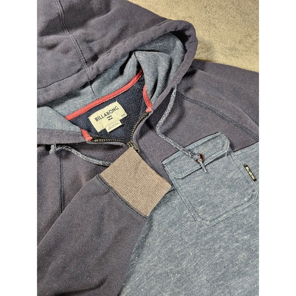 Billabong Colorblock Hoodie Blue Gray Surf Skate Y2K Pullover Pocket Men's M‎
